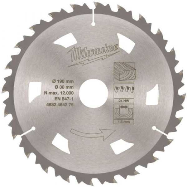 Milwaukee Circular Saw Blade 190mm x 30mm x 24T
