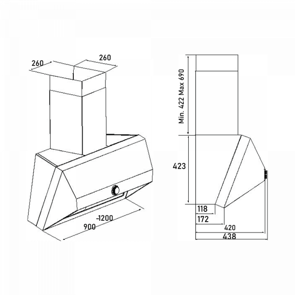 Airforce Vishead Free No-Drop System Hood with Stainless Steel Baffle Filters