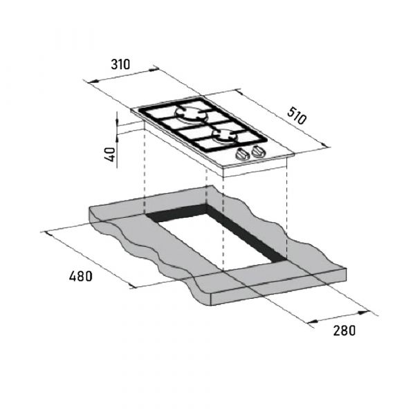 CM 30 Cm Gas Glass Hob CM 30 Cm Gas Glass Hob