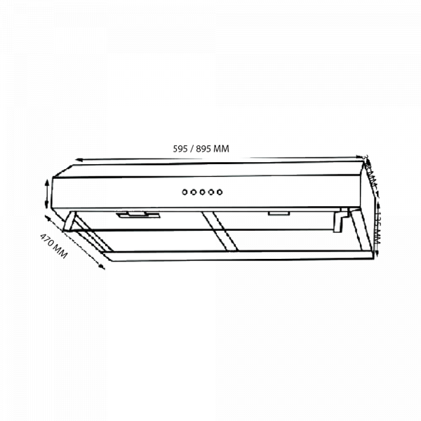 CM C3 Push Button Black Undercabinet Hood