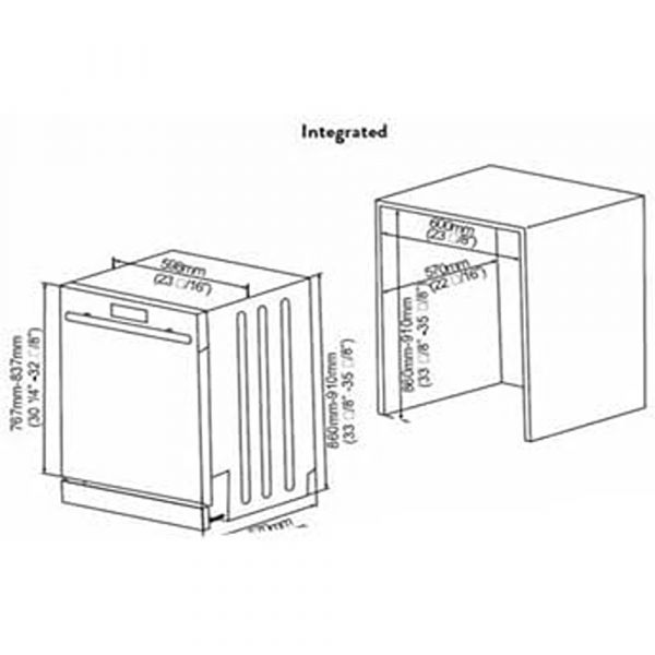 CM 60cm Fully Integrated Dishwasher Grey