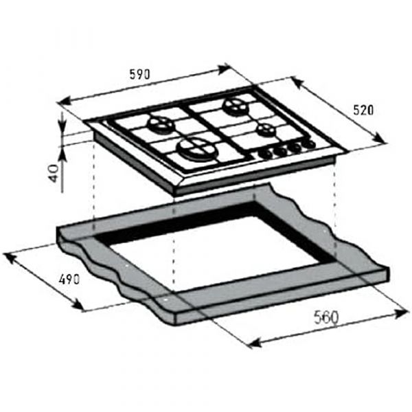 CM Leodo 60cm Matt Black Glass Gas Hob 3 Gas +1 Wok CM Leodo 60cm Matt Black Glass Gas Hob 3 Gas +1 Wok