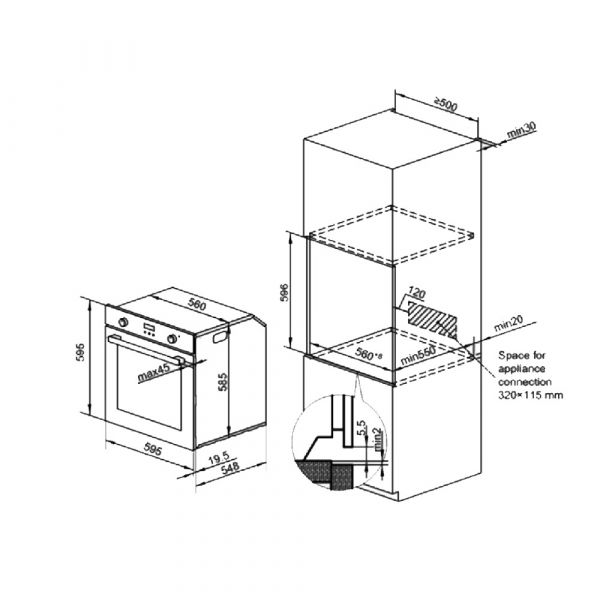 CM Milano 60cm Built-In Electric Oven 74L