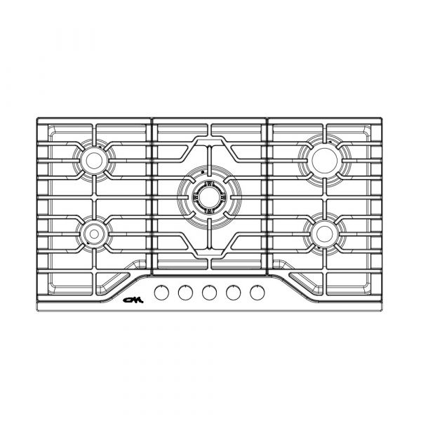 CM Verona Nero 90 Cm Matte Black Enamelled Metal Gas Hob CM Verona Nero 90 Cm Matte Black Enamelled Metal Gas Hob