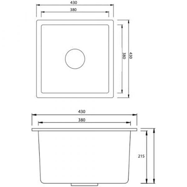 Elite Granite Sink 43X43X21.5 cm