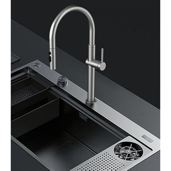 CM Brushed Nickel Stainless-Steel Pull-Out Mixers Matte Chrome Finish CM Brushed Nickel Stainless-Steel Pull-Out Mixers Matte Chrome Finish