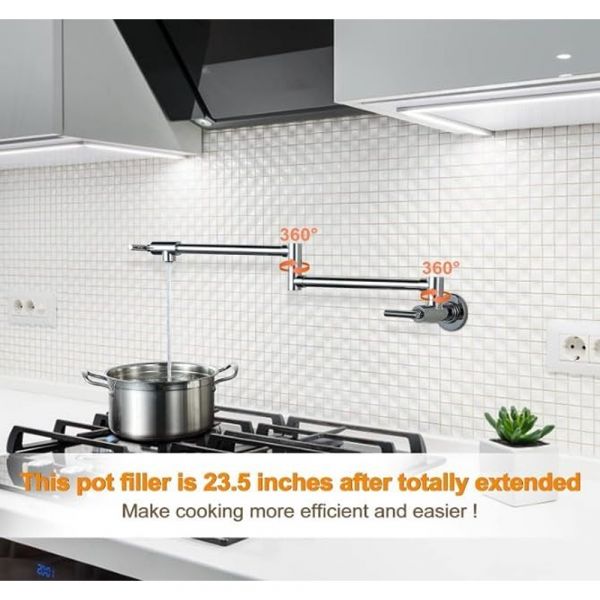 CM RC0701-S Brushed Nickel Wall Mounted Pot Mixer Fixed Spout CM RC0701-S Brushed Nickel Wall Mounted Pot Mixer Fixed Spout