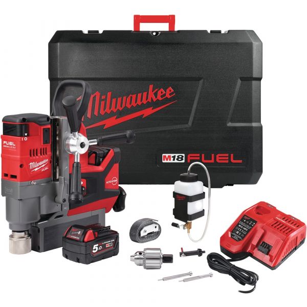 Milwaukee M18 FMDP-502C Fuel Magnetic Drill Press with Permanent Magnet in Transport Case (2x 5.0Ah battery + charger)