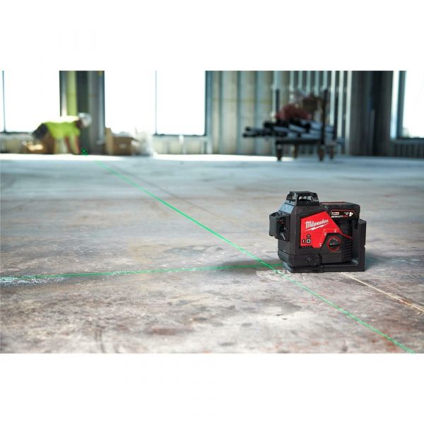 Milwaukee M12 3PL-401C Three-dimensional Cordless Laser Green with 3x360° Laser Circles in Transport Case (1x 4.0Ah battery + charger)