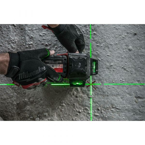 Milwaukee M12 3PL-401C Three-dimensional Cordless Laser Green with 3x360° Laser Circles in Transport Case (1x 4.0Ah battery + charger)