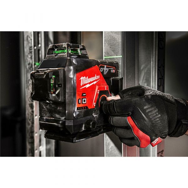 Milwaukee M12 3PL-401C Three-dimensional Cordless Laser Green with 3x360° Laser Circles in Transport Case (1x 4.0Ah battery + charger)