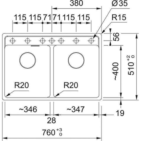 Franke Maris MRG 620-35-351 2 Bowl Sink