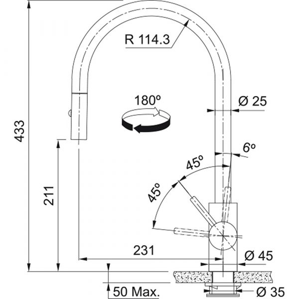 Franke Eos Neo J Pull-Out Shower