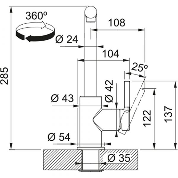 Franke Lina L Pull Out Nozzle HP Mixer Tap