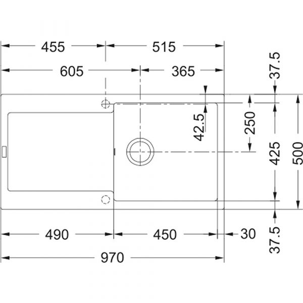 Franke MRG 611-L Maris GR T.Mounted 1Bowl Sink
