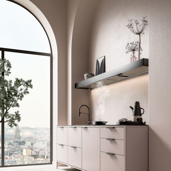 Falmec Shelf Hood 120 cm Filtering, Satin Black Aluminium
