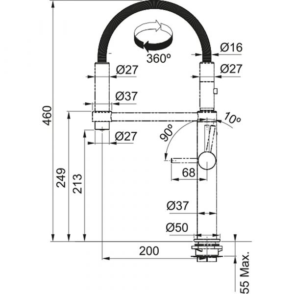 Franke Tap Pescara Semi-Pro Side HP MB 360°