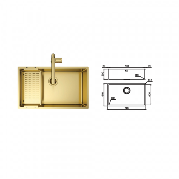 Carysil Metallica 70 Gold PVD Sink