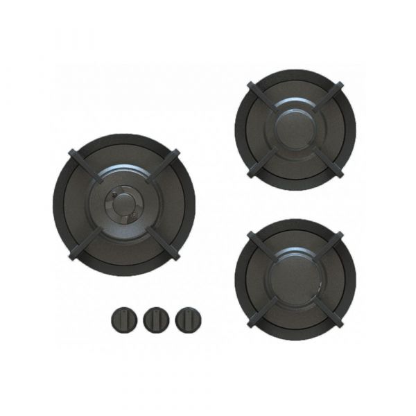Pitt Cooking 3-Pitts Gas Hob Professional Brass