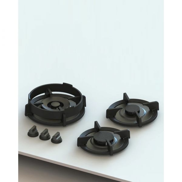 Pitt Cooking 3-Pitts Gas Hob Professional Brass
