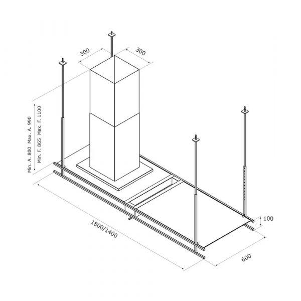 CM Frame 180cm Island Extractor Hood