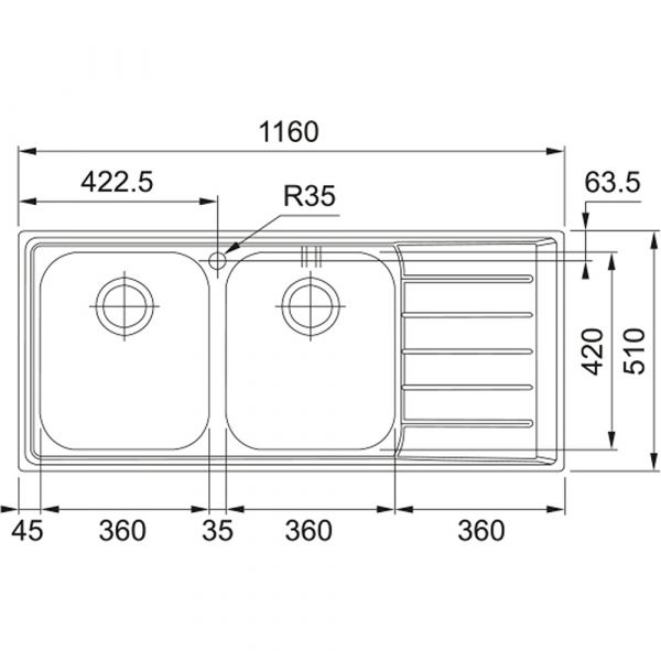 Franke Neptune NEX 621 Satin Stainless Steel Sink