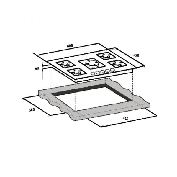 CM Ora Matt Black Glass Gas Hob 90cm