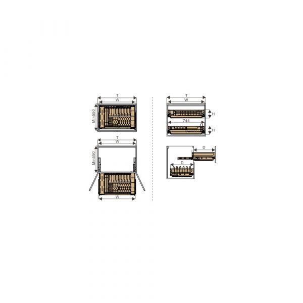 Elite - Soft Close 3-4 Side Dish Pull Out - Matrix  Series