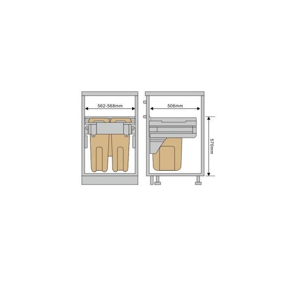 Elite - Soft Close Waste Bin - 70 L (2*35L)