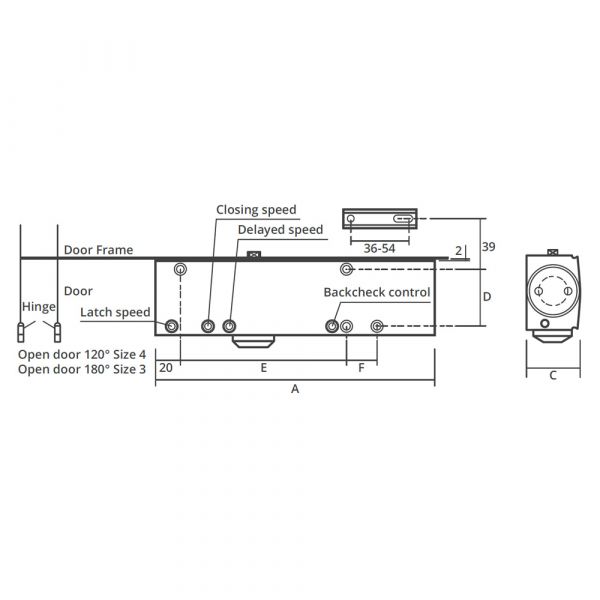 Ultimate - Surface Mounted Overhead Rack & Pinion FR Door Closer Silver Finish