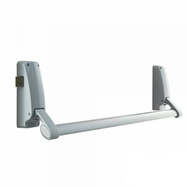 Briton - RIM Cross/Push-Bar Type Panic Exit Device with Metal Door Striken - Up to 1300 mm Leaf Size - Finish: Silver