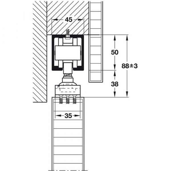 Hawa - Sliding Door Hardware Junior 120/A For Panel Weight Up To 120kg