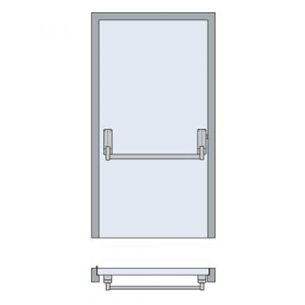 Briton - RIM Cross/Push-Bar Type Panic Exit Device with Metal Door Striken - Up to 1300 mm Leaf Size - Finish: Silver