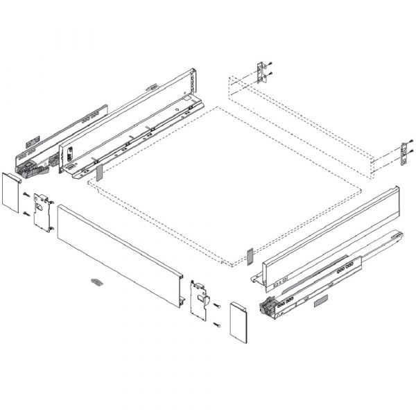 Blum - Legrabox Drawer M Full Extension 500mm Length - Set(Cabinet Profile (LR) + Drawer Side (LR) + Back Fixing Bracket (LR) + 2Pcs Front Fixing Bracket)