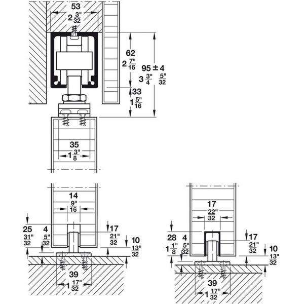 Hawa - Junior 160/A Hardware System for Sliding Doors - Track Stop