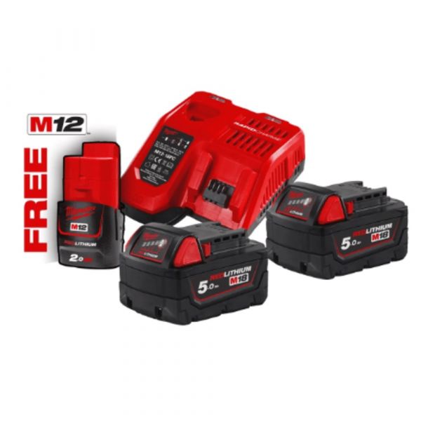 Milwaukee - 5.0 & 2.0 Ah Battery and M12-18 Fc Charger