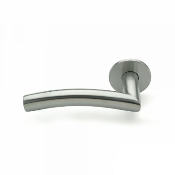 Briton - Euro-Profile Wave Shaped Round Bar Lever Handle Pair - Stainless Steel