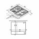 CM Twin 60 4B Inox Gas Hob 1mm Edge 60cm