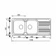 CM ATLANTIC Double Bowl Sink Unbrushed F3 Finish 116 x 50 x 17 cm