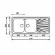 CM COMETA Double Bowl Sink Satin F3 Finish 116 x 50 x 19 cm
