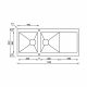 CM REVERS Double Bowl Sink Satin F3 Finish 116 x 52 x 19 cm