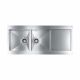 CM REVERS Double Bowl Sink Satin F3 Finish 116 x 52 x 19 cm