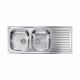 CM SIROS Double Bowl Sink Satin F3 Finish 116 x 50 x 16 cm